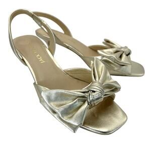 Jack Rogers Eloise Bow Slingback Sandals Heeled Slim Heel Metallic Gold 9.5